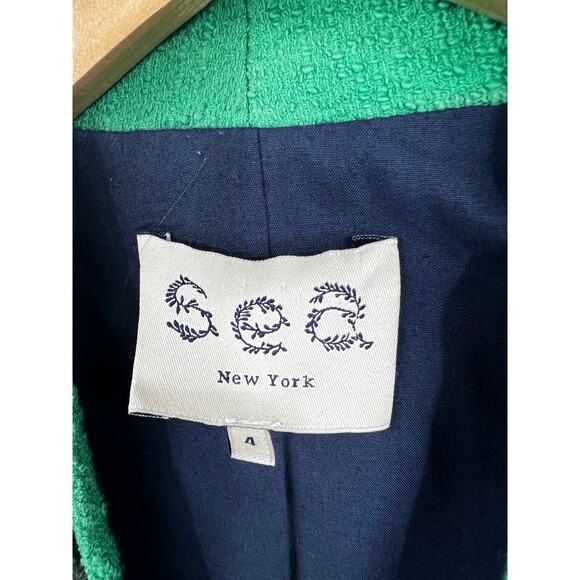 Sea New York Green Black Perforated Leather Zip Up Blazer Jacket‎ Size 4 - Picture 2 of 9